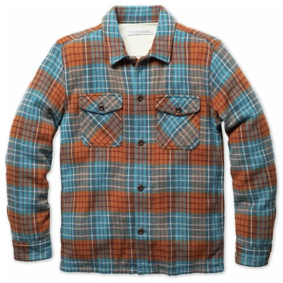 Outerknown Other - Outerknown Blanket Shirt Jacket Plaid Button Up Shacket Orange Blue Men's Medium